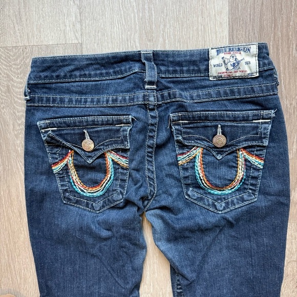 True Religion Dark Blue Straight Leg Jeans Size 27 Low Rise Casual Streetwear - Picture 14 of 14